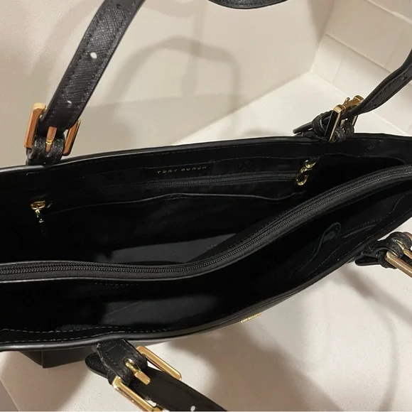 Tory Burch York Buckle Leather Tote Black Large - Picture 6 of 9